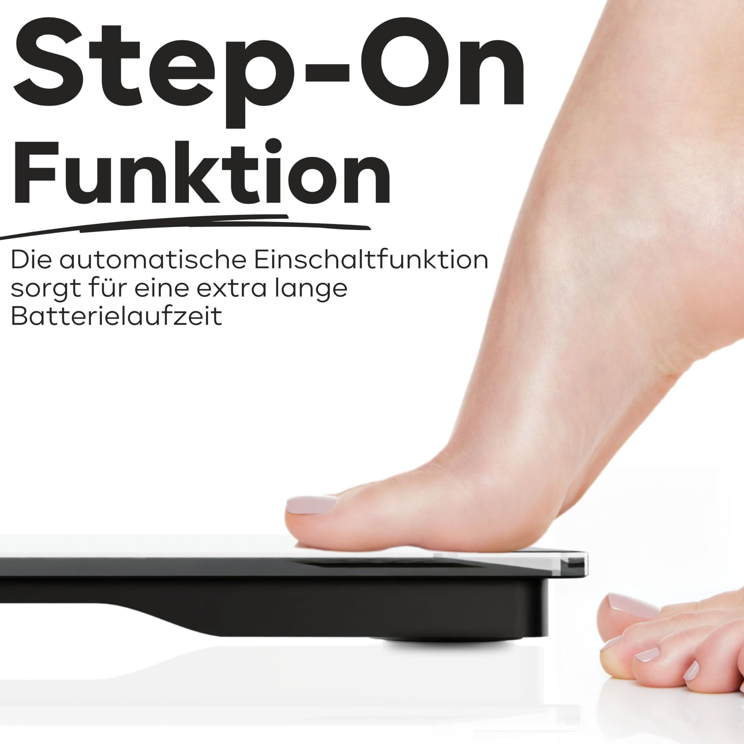 ProfiCare®Osobowy waga z powierzchnią szklaną | zakres 5-180 kg, duży wyświetlaciel LCD | step-on automatyczny