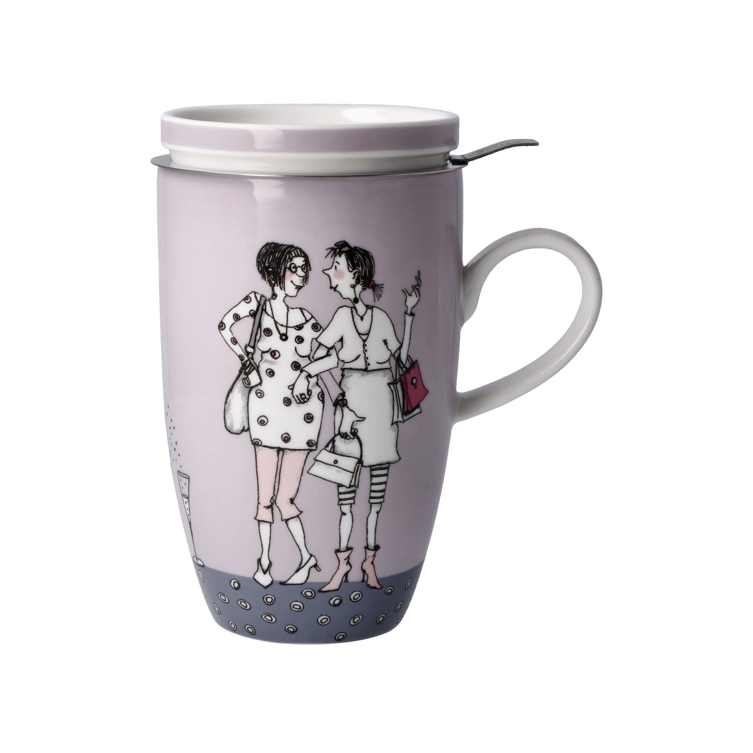 Goebel Teetasse mit Deckel und Sieb Barbara Freundlieb Ziemlich Beste Freundinnen aus Fine Bone China, Maße: 11,5cm x 8cm x 14cm, 27-001-24-1