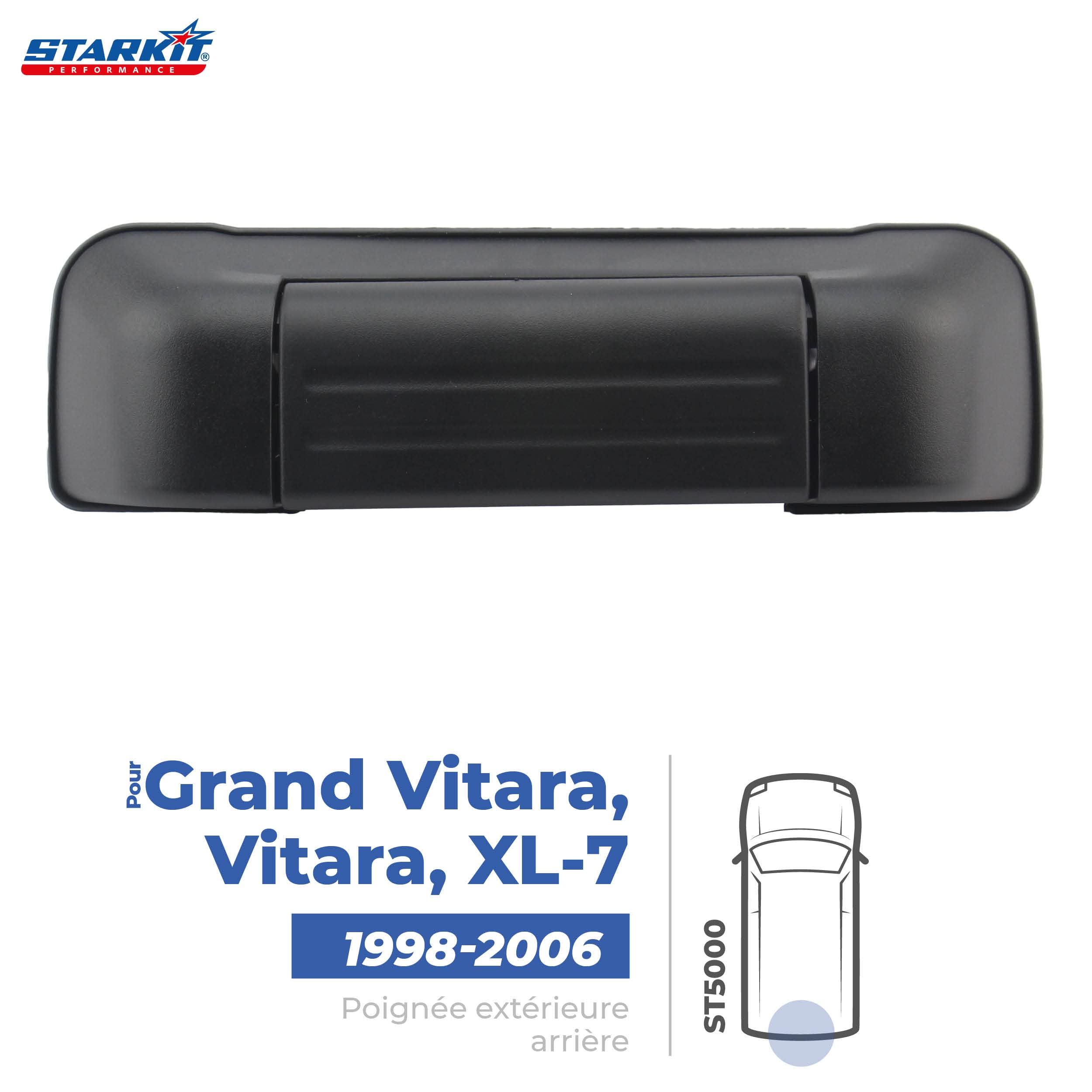 STARKIT PERFORMANCE Poignée de coffre compatible pour Vitara et Grand Vitara (1998-2005) (noire) 82850-65D13 | 82850-65D13-5PK | 82850-65D12-5PK