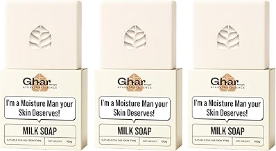 Ghar Soaps Milk Soap Bar | Moisture-Rich Hydration with Milk Protein & Natural Nourishers | Soft, Glowing Skin for All Skin Types (Pack of 3)