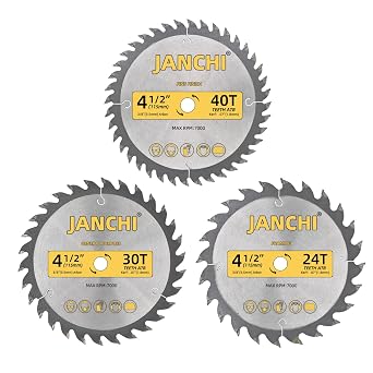 3-Pack Combo 4-1/2 Inch 24T & 30T & 40T Woodworking Saw Blades with 3/8" Arbor, Compatible with Dewalt, Craftsman, Ryobi, Milwaukee, WX429L Worx, Porter-Cable Pce381 and RK3441K Rockwell Saw