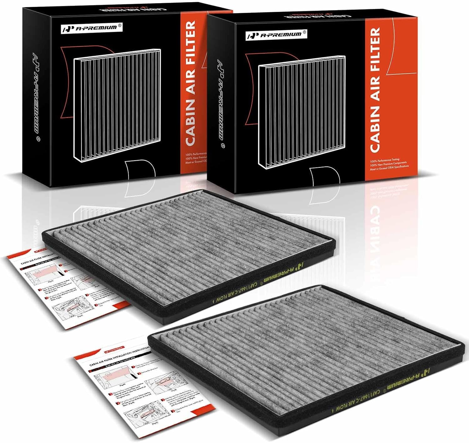 A-Premium 2-PC Cabin Air Filter with Activated Carbon Compatible with Chevrolet Camaro 2010 2011 2012 2013 2014 2015