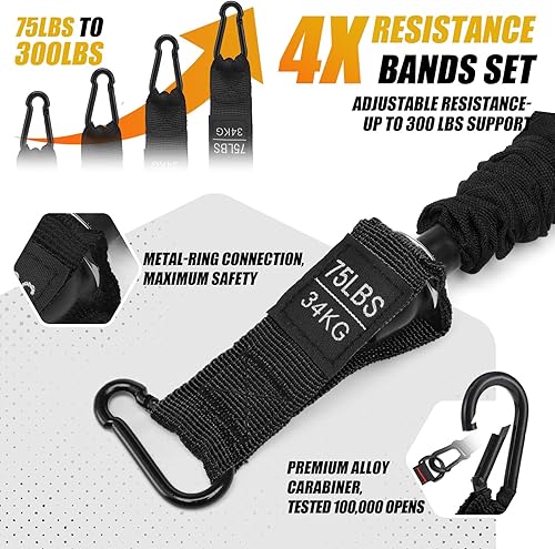 Miniatura 4 de Bandas de asistencia para dominadas con pedal de pie, banda de asistencia ajustable resistente de 300 libras para barra de dominadas, bandas de