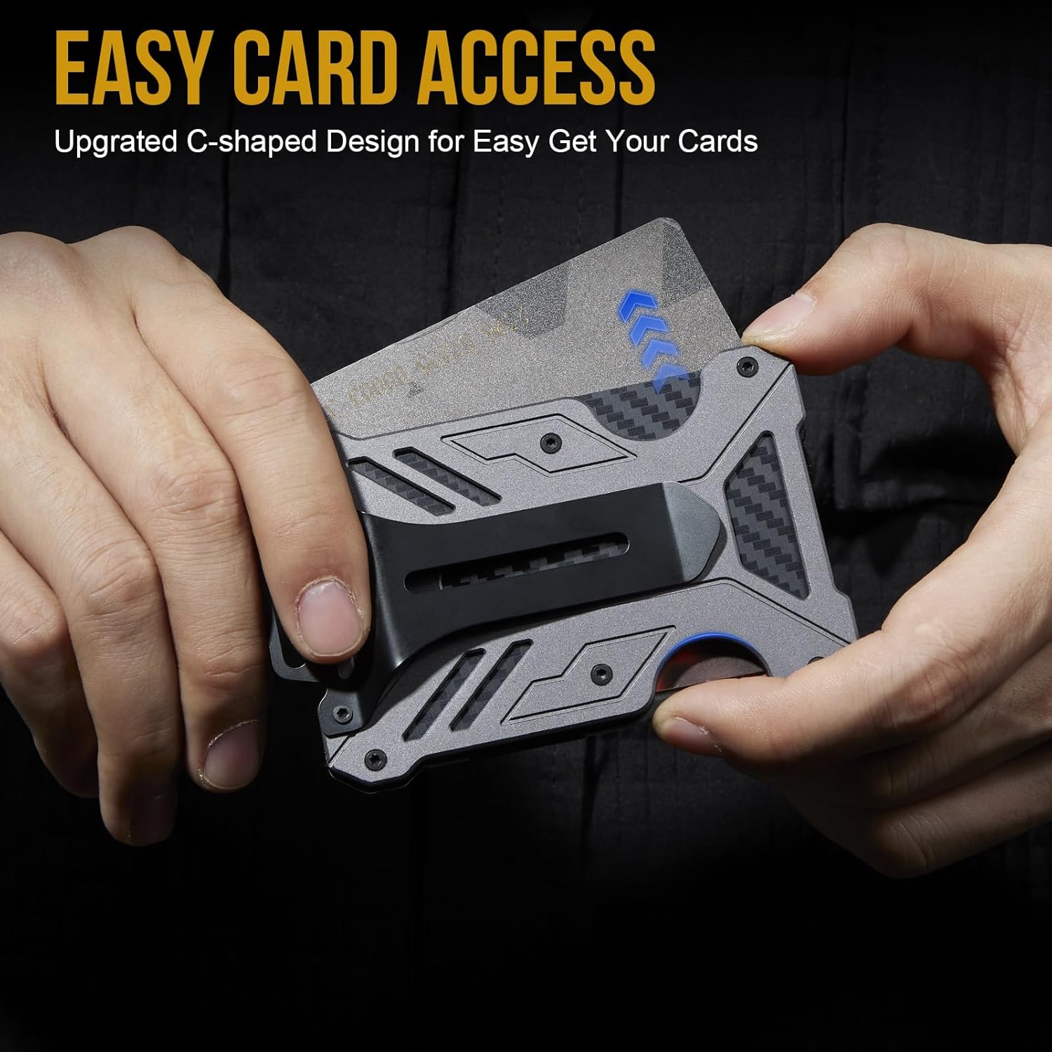 Minimalist Slim Wallet with Moeny Clip, Front Pocket RFID Blocking Wallet Cash Holder, Versatile Credit Card Orgainzer, ID Card Badge Holder for Men - Image 4