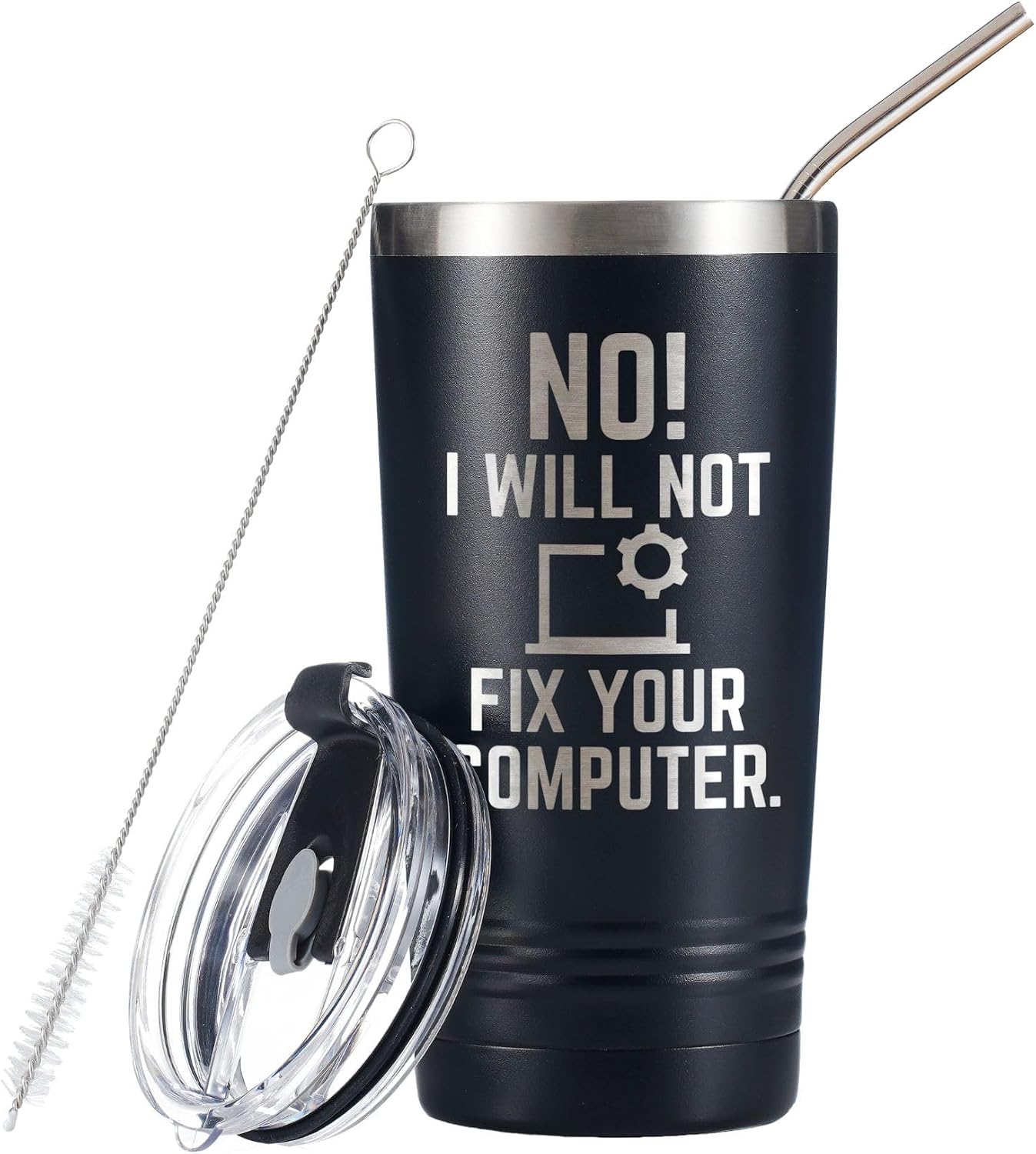 Onebttl Funny IT Coworker Tech Gifts for Men - No I Will Not Fix Your Computer Tumbler - 20oz Stainless Steel Travel Mug