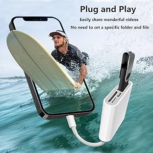 SD Card Reader for iPhone Lightning to 4 in 1 USB Camera Adapter Compatible Female OTG Micro SD TF Memory Card Reader for iPad with Charging Port