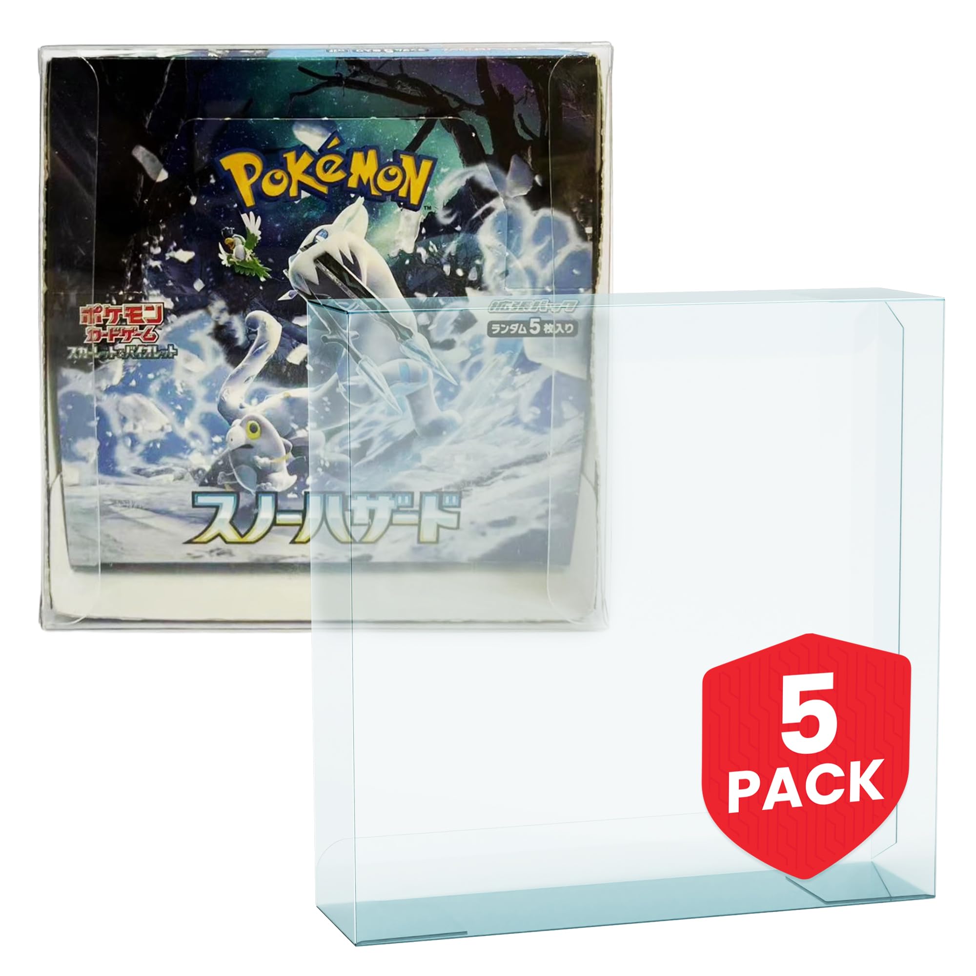 EVORETRO Display Case Storage Protector for Pokemon Japanese Booster Box – 5-Pack 0.5 mm Thick Plastic Display Case for Collectible Gaming Card Storage and Organization. Elevate Your Collection.