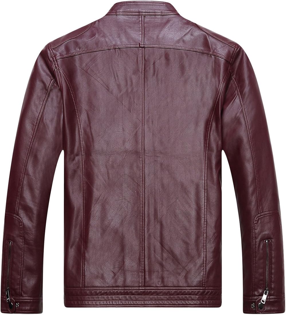 Buy Chouyatou Men's Vintage Stand Collar Pu Leather Jacket (Medium