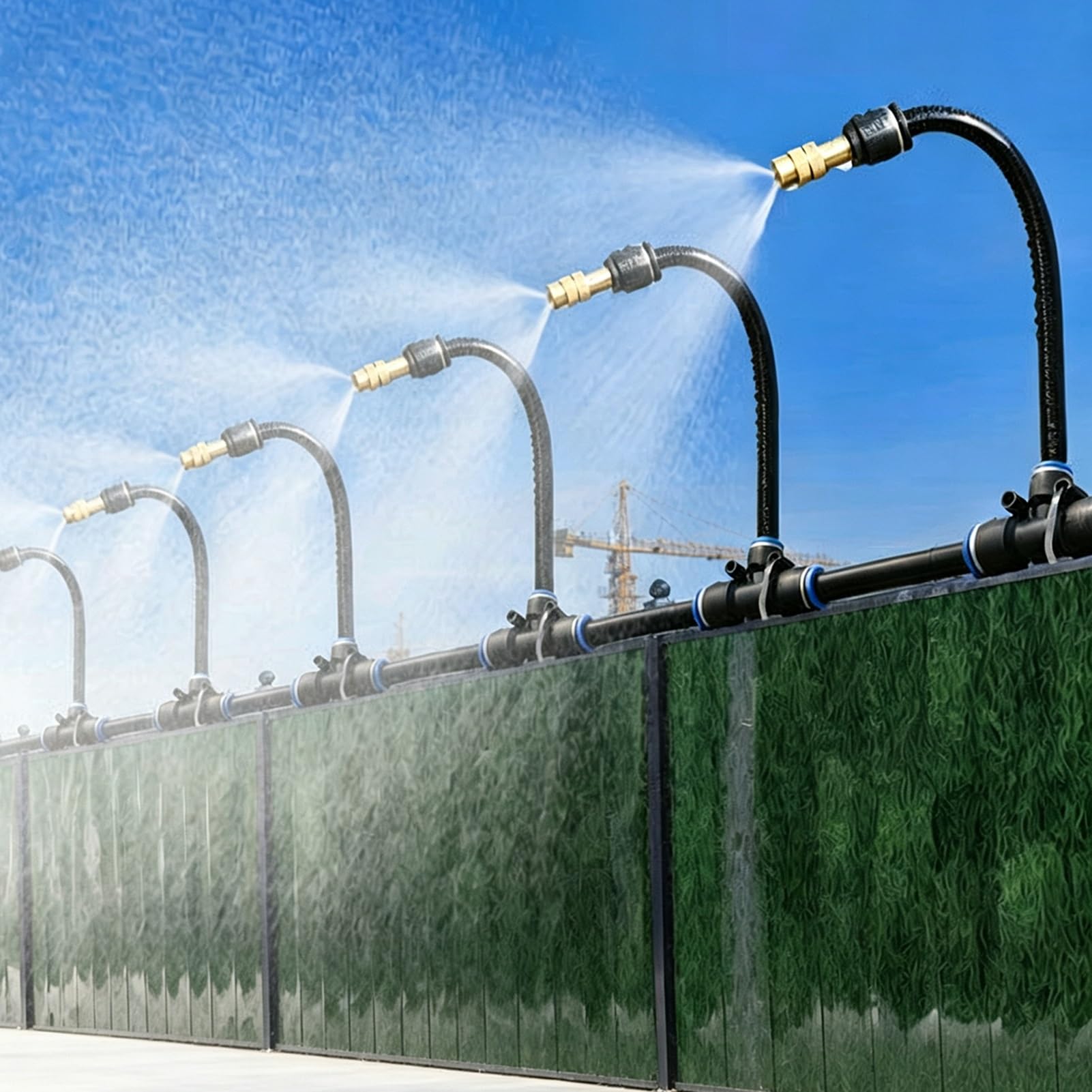 Bewässerungssystem Bewässerungs- und Sprühnebel-Sets für Bauzäune | Erweiterbares Sprinklersystem für Gewächshäuser, Systeme zur Staubbekämpfung, Befeuchtung und Kühlung(160m/524.8ft)