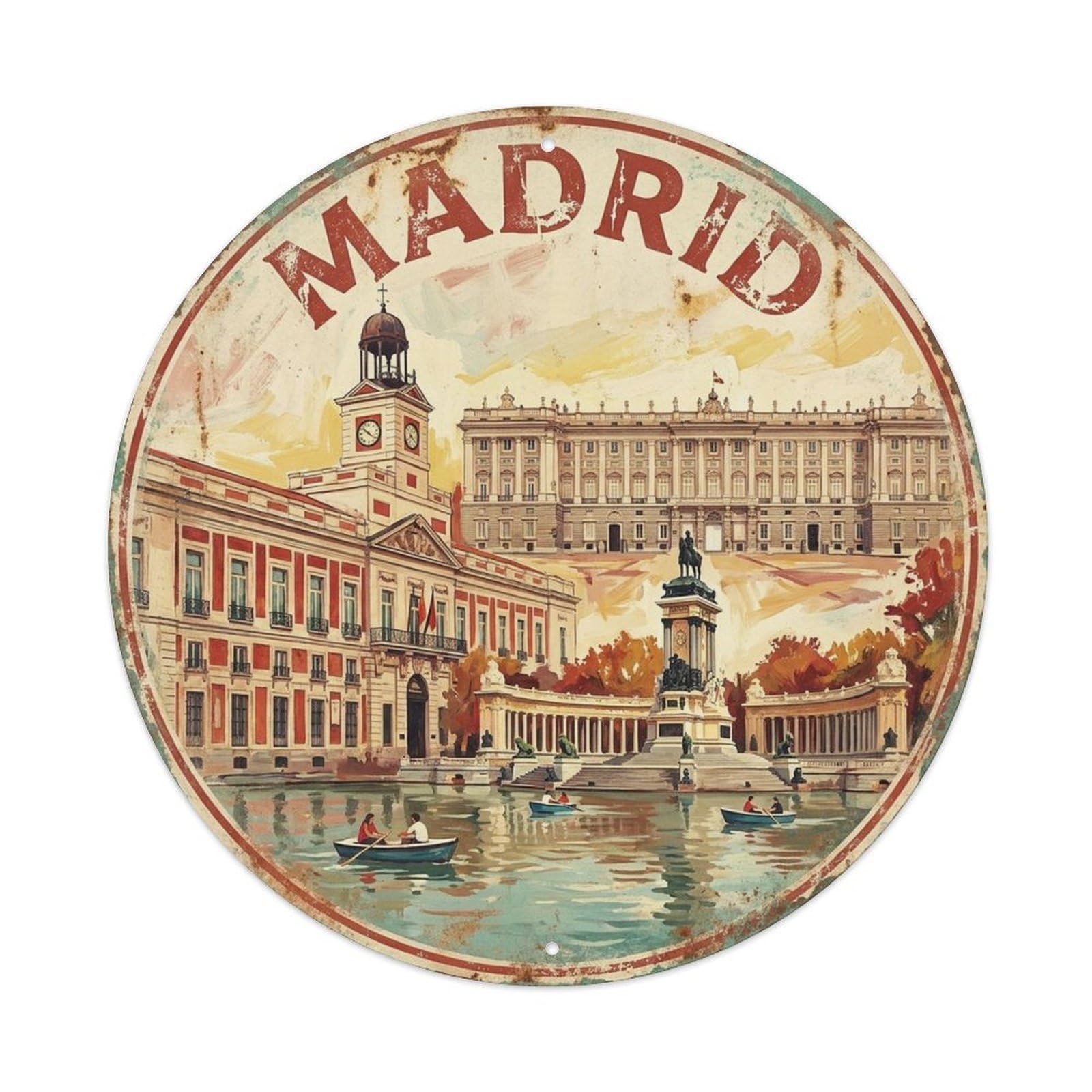 Madrid Spain Vintage City Travel Landmark Metal Tin Sign