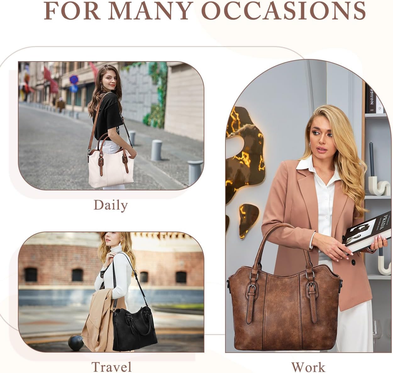 VASCHY Hobo Bags for Women, Vegan Leather Top Handle Satchel Shoulder Purse Handbag Purse with Crossbody Guitar Strap - Image 7