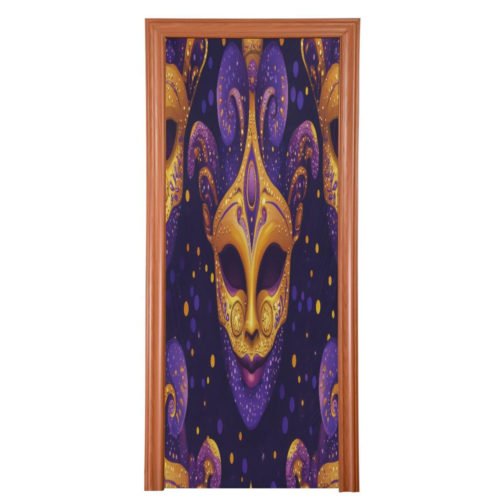 FLildon Masquerade Carnival Mask Door Cover Decoration, Party Accessory Porch Decor for Festive Ornament Room Door Covers 36 x 98 Inch