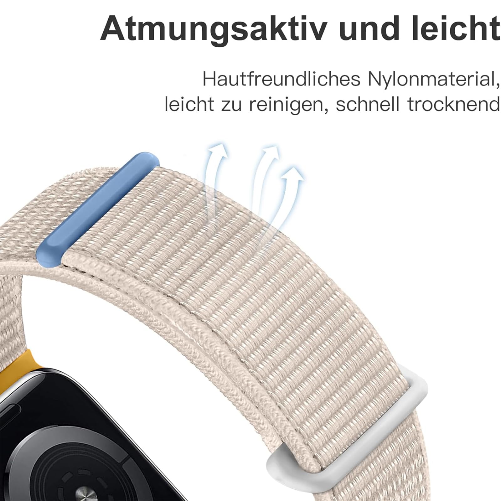 Maledan Nylon Cinturino Compatibile con Apple Watch, Regolabile Sport Cinturino per iWatch Series 9 8 7 6 5 4 3 SE, 38mm/40mm/41mm, Luce Stellare