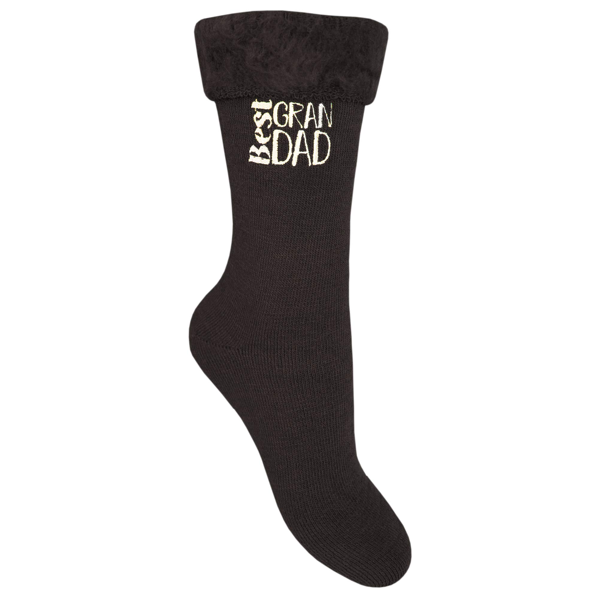 Men's 'Best Grandad' Embroidered Thermal Bed Socks (Black)