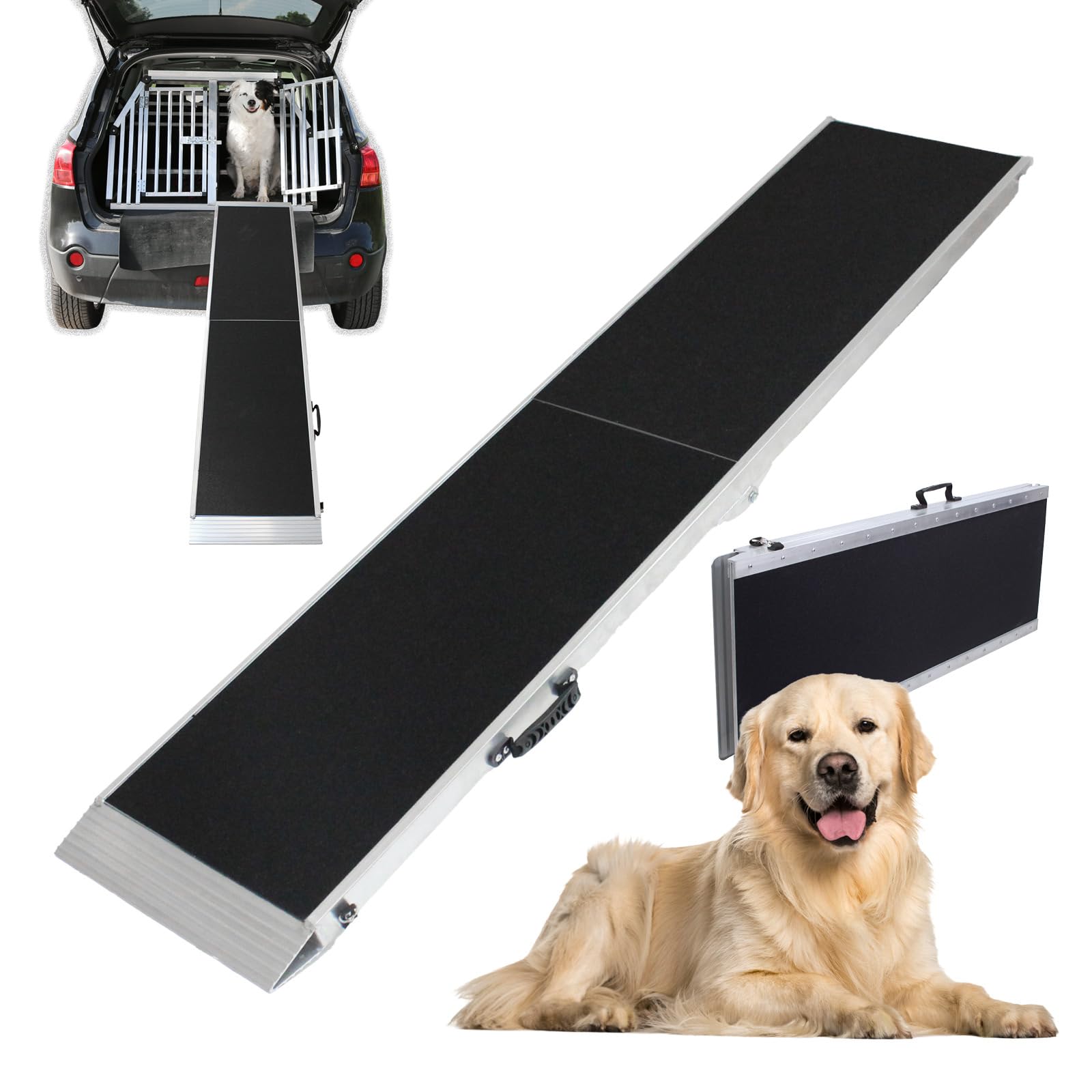 TRUTZHOLM Hunderampe klappbar 183 cm Traglast 180 kg Alu grau schwarz beschichtet Tierrampe Tasche