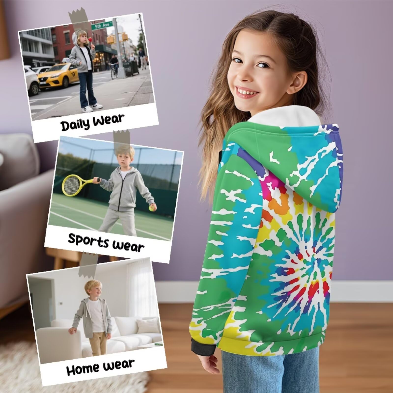 chaqlin Sudaderas con capucha de manga larga para niñas, suéter con capucha para niños S-XL