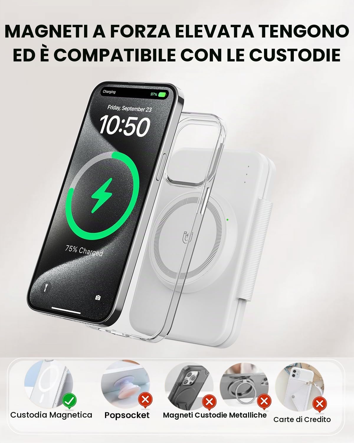GEEKERA Caricatore con Magsafe, 3 in 1 Stazione di Ricarica per Apple Watch e iPhone Air/17/16/15/14/13/12, Caricatore Wireless per iWatch 2-Ultra 3, Base Caricabatterie per AirPods 2-Pro 3, bianca