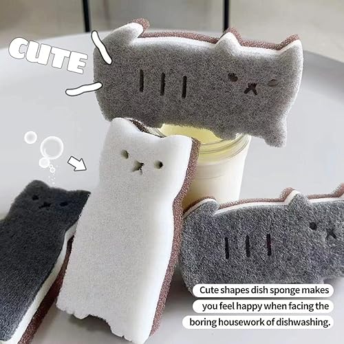 Miniatura 6 de Juego de esponjas de acero inoxidable con 2 asas, depurador de limpieza de metal, bolas reutilizables resistentes para limpieza de cocina, baño,