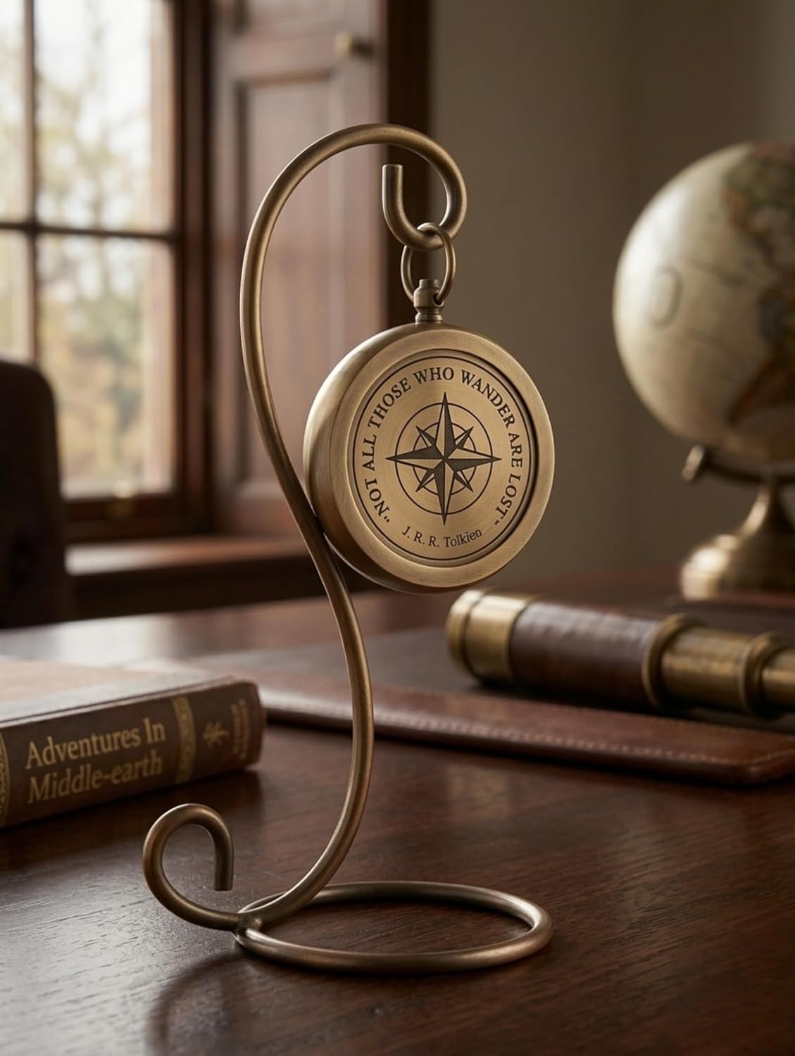 Compass with Display Stand-Unique|Uplifting|Engraved Compass |Brass Antique Compass w/Antique Display Stand Custom Gift,Business & Office Gift,Birthday,Fathers Day