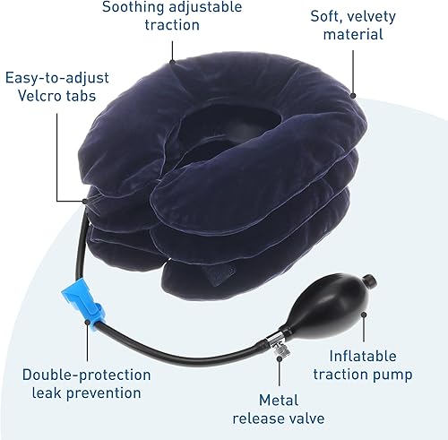Miniatura 3 de Body Sport Cuello de tracción cervical, descompresión y compresión ajustable, soporte de cuello para alineación espinal y molestias en el cuello,