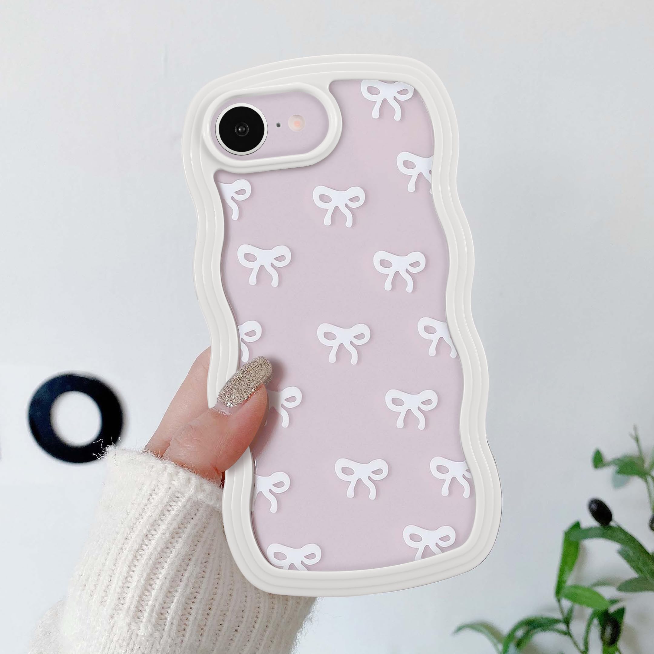 Étui pour iPhone 16e à motif nœud blanc look miroir café - 8