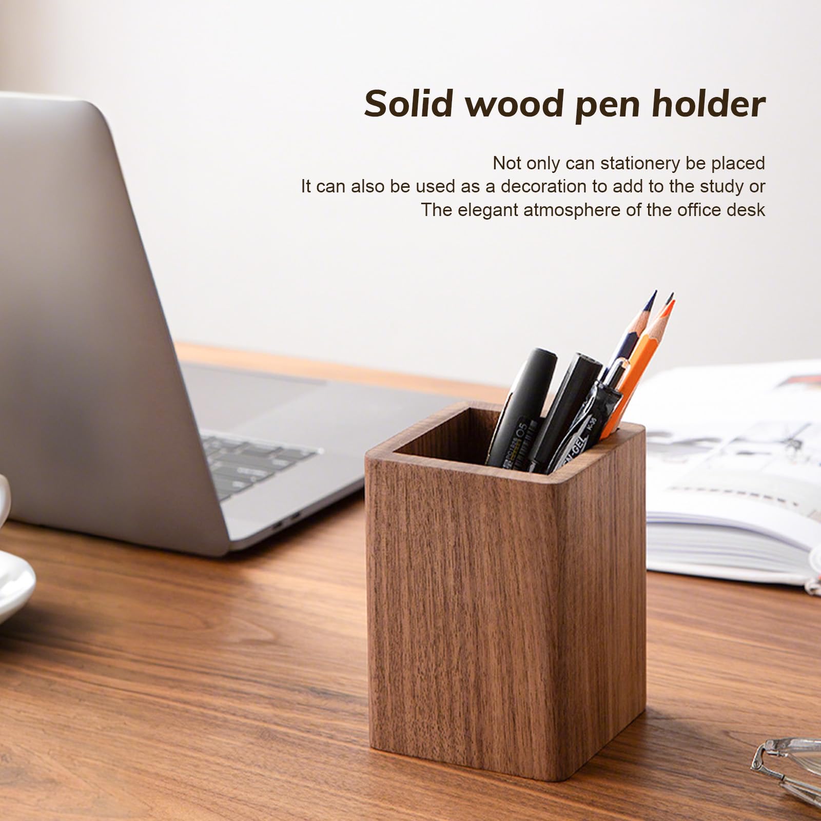 VOBOR Pennenhouder van hout, vierkant, bamboe, rechthoekig, bureau-organizer, bestekmand voor keuken, pennenhouder (8 x 8 x 10 cm VOBOR Pennenhouder van hout, vierkant, bamboe, rechthoekig, bureau-organizer, bestekmand voor keuken, pennenhouder (8 x 8 x 10 cm
