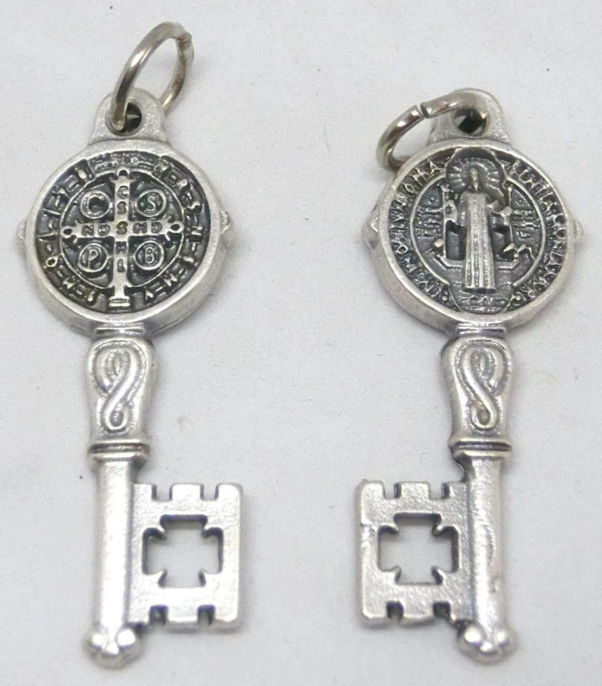 GTBITALY 60.423.30 001 Chiavi medaglia di San Benedetto in Argento galvanizzato per 10 Pezzi Misura 3,5 cm