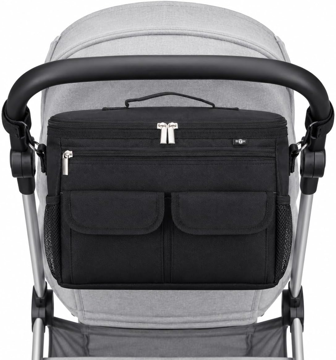 – Buggy Organiser with Wipe Clean Lining. Fits All Pushchairs. A Durable Pram Organiser Storage Solution Bag – BTR