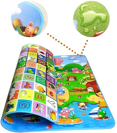 PAGHADI Foldable Waterproof Double Side Soft Foldable Floor Foam Play Mat for Infants and Kids with Zip Bag to Carry for Kids Picnic School Home with Baby Mat (Large Size -6 X 4 ft, Multicolour)