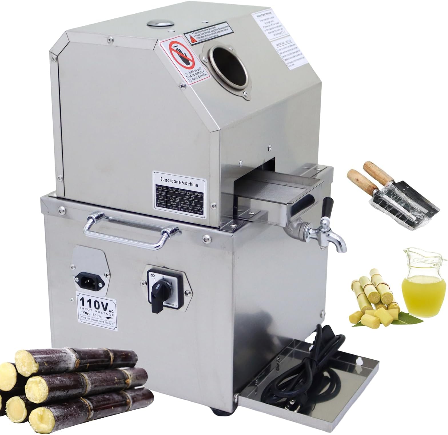 SHZOND Manual Sugarcane Juice Machine, Stainless Steel Sugar Cane
