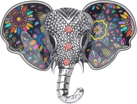 DUOWEI Metal Enamel Shiny Rhinestone Elephant Brooch Elegant Animals Pin Lapel Clothes Scarf Women Teens Jewelry Gift