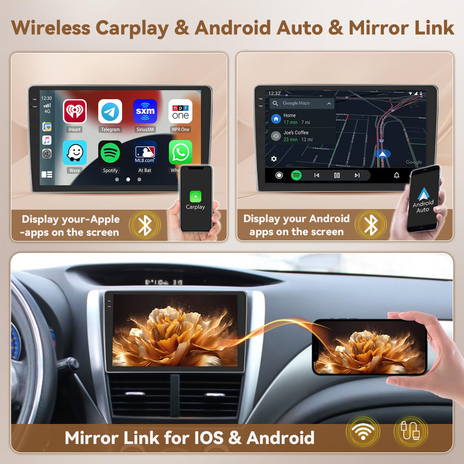 Amazon.com: [4+64G] Hikity Android 15 Carplay Stereo Double Din, 9