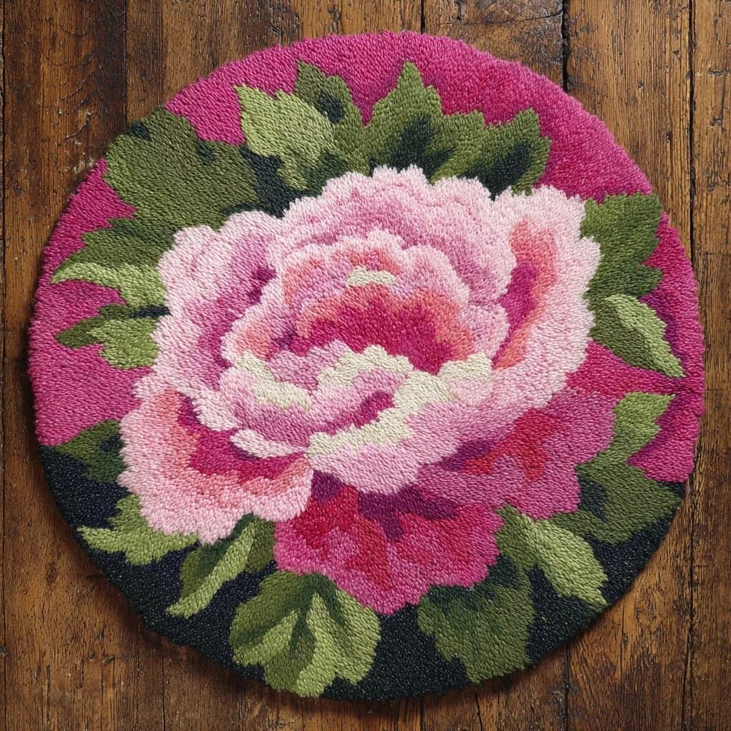 AMBATTERY Latch Hook Kits for Adults,Rug Making Kit,Peony Flowers