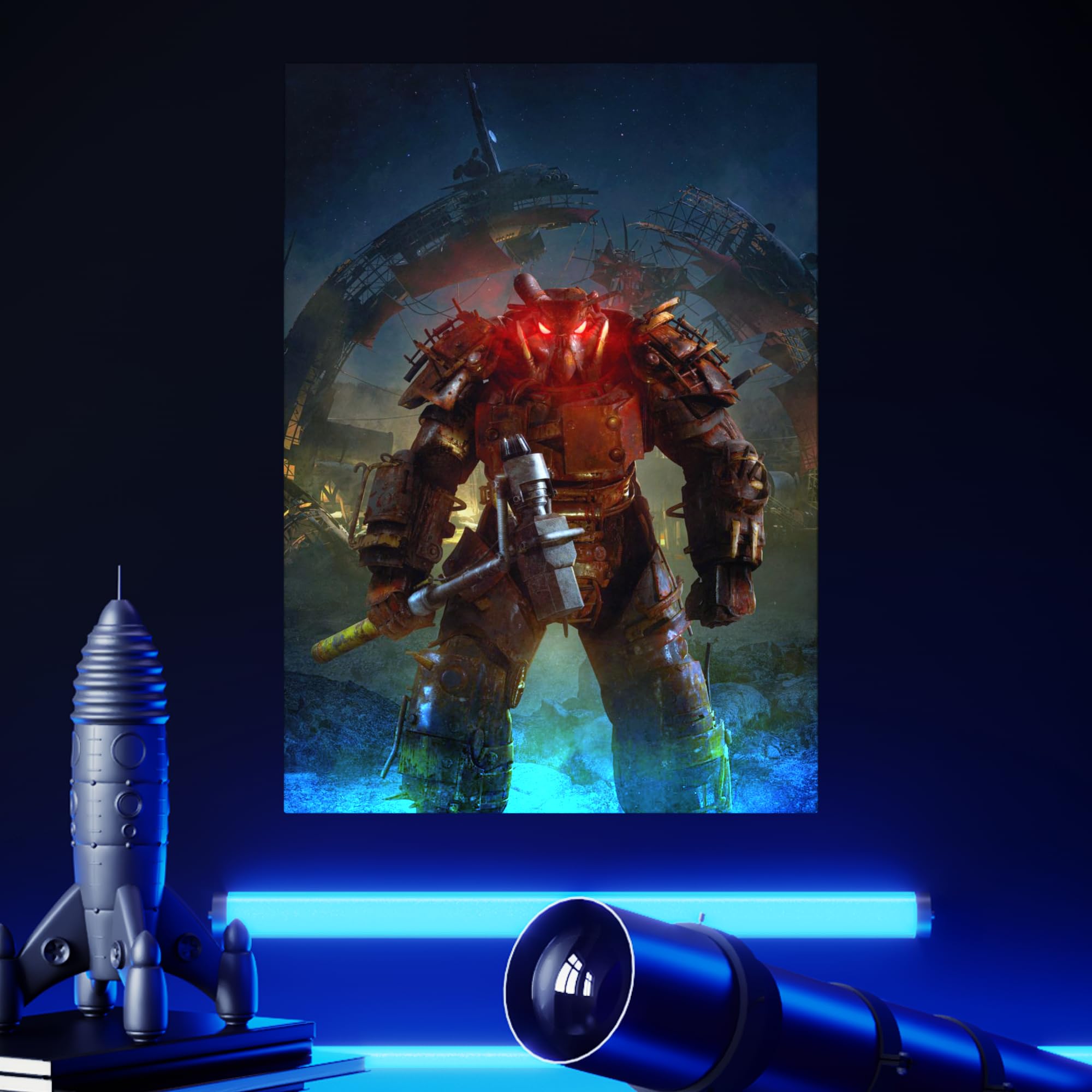 Displate – Poster in metallo – Montaggio magnetico – Fallout – Red Eyes – Dimensione L – 67,5 x 48 cm