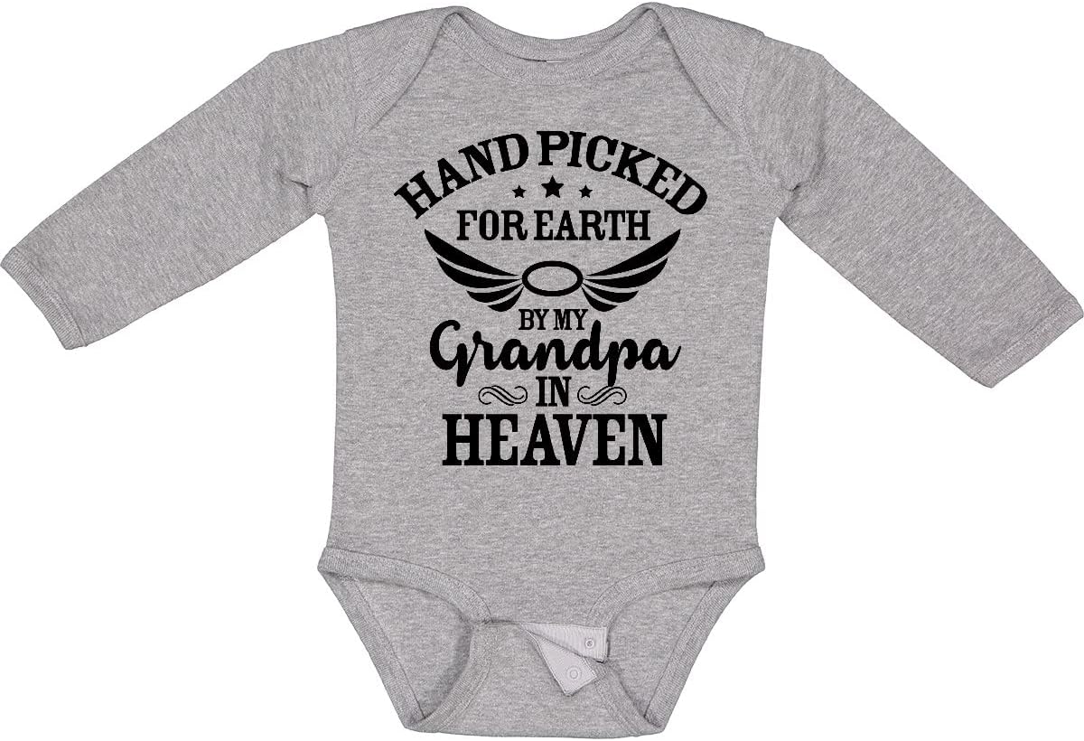 inktastic Handpicked for Earth By My Grandpa in Heaven Angel Long Sleeve Creeper