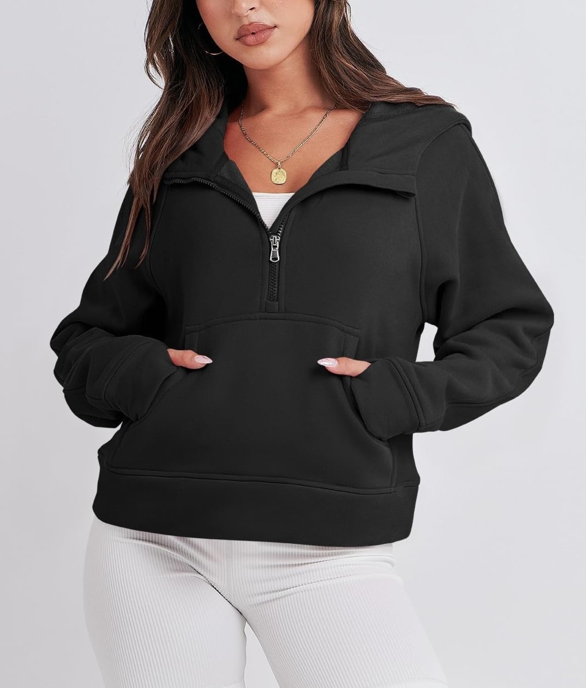 Timuspo Hoodie Damen Sweatjacke Kapuzenjacke mit Fleecet-Innenfutter Basic Zip Up Hoodie Pullover Winter Damen-Oberteile