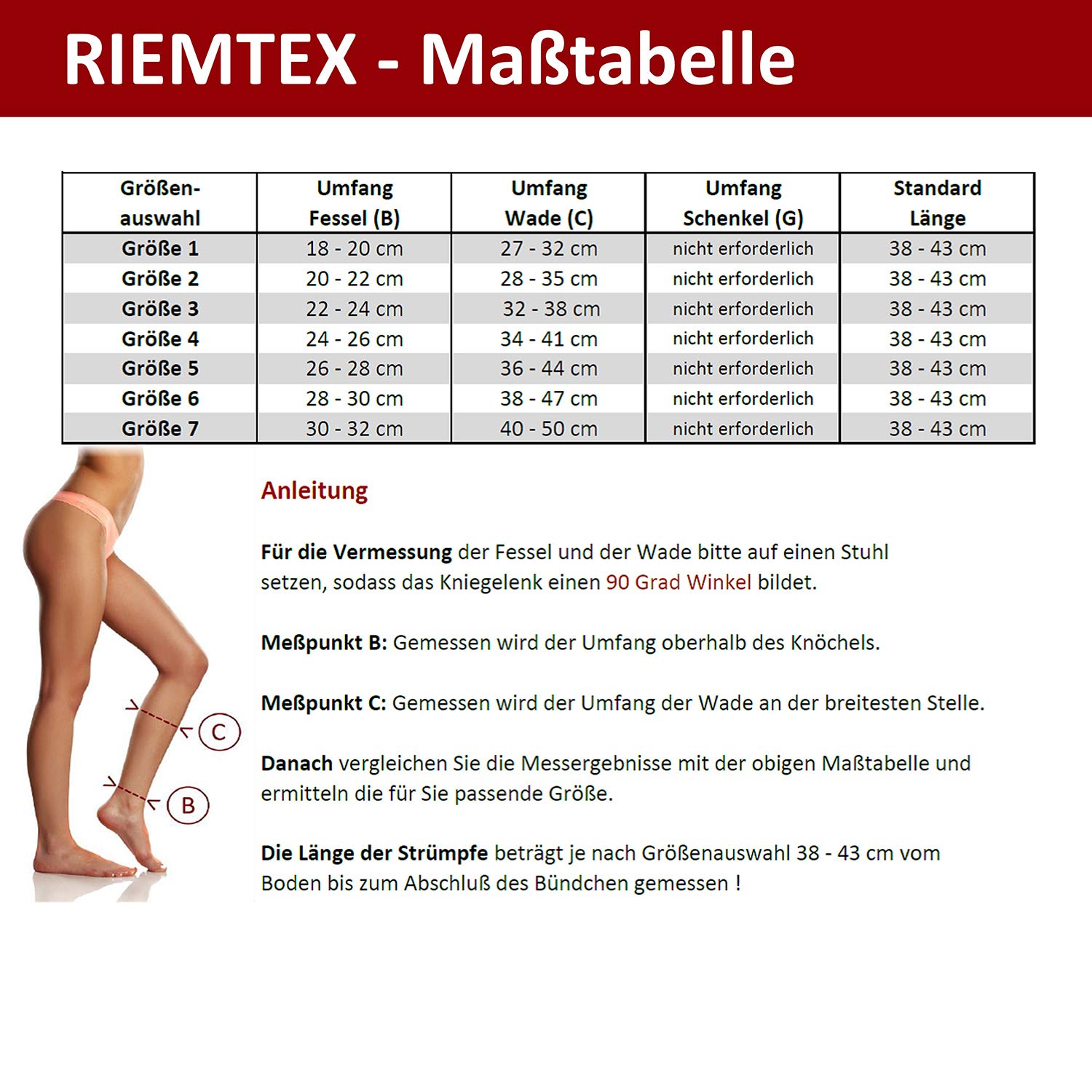 RIEMTEX Calze a compressione medica classe 2 CCL2 in pizzo chiuso calze a polpaccio, calze a trombosi da donna e da uomo, colore nero o beige