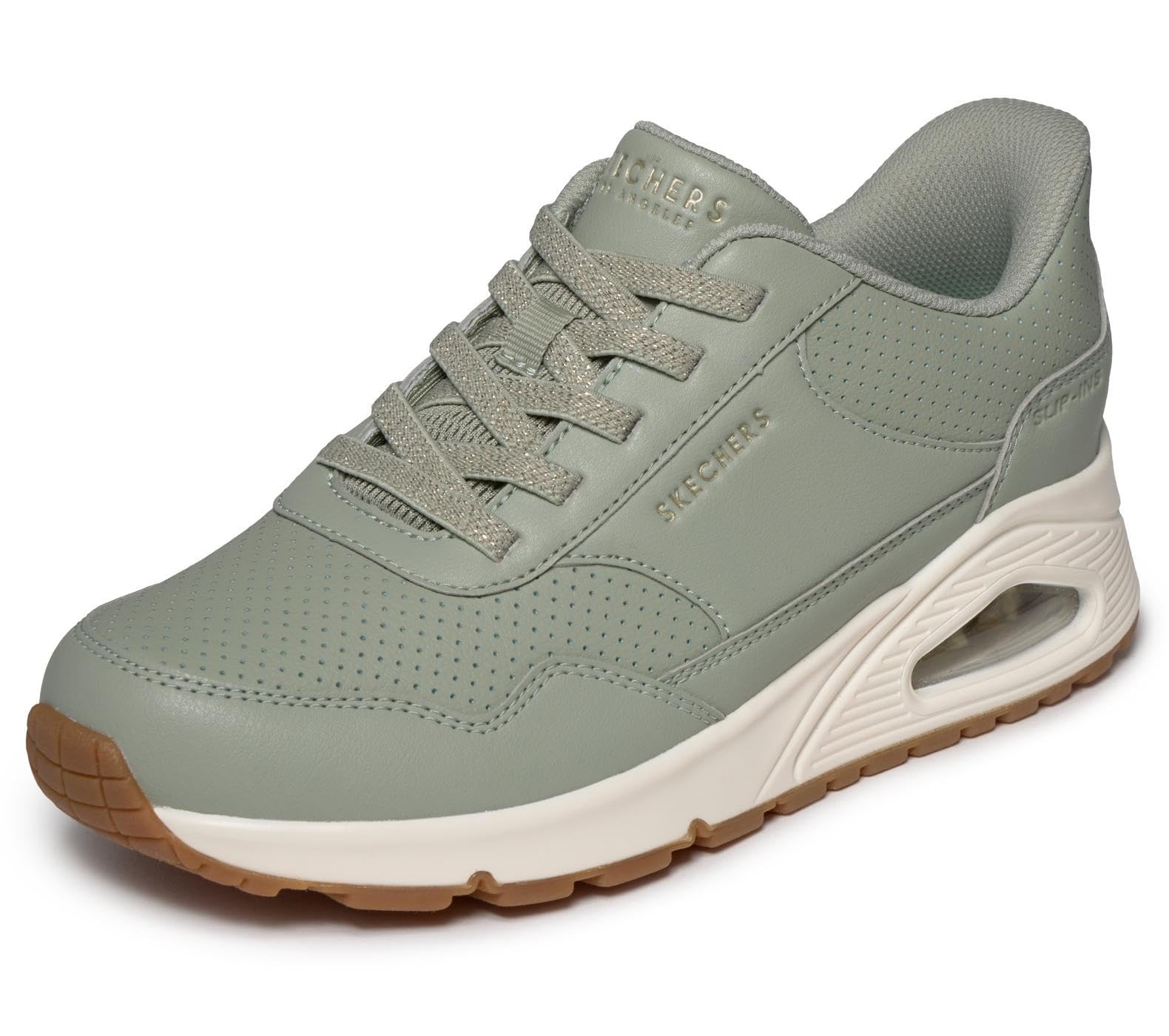Skechers Women's Uno Banksia Luxe Slip-in Trainers, Sage, 9 UK