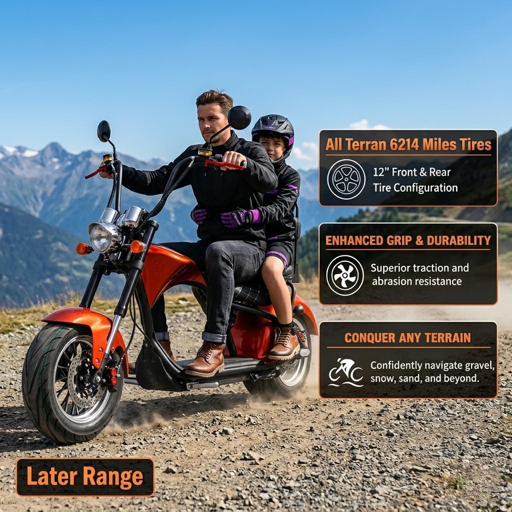 eAhora M1P 2000W Electric Motorcycle for Adults,60V 30Ah 37MPH 40+ Miles Long Range 2 Seaters Adult Motorcycle,Full Suspension Dual Hydraulic Brake Street Legal Mopeds