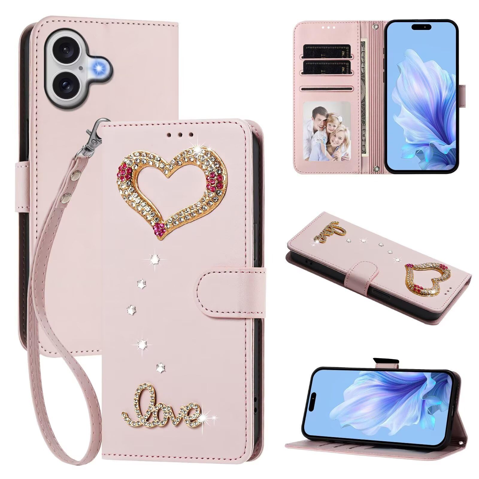 xinyunew Handyhülle für Samsung Galaxy M55 5G/C55 5G Hülle Premium,Rosa | Magnet Leder Klapphülle StoßfestRetro PU Leder, 3 Kartenfach, Standfunktion, Schutzhülle, Flip Case, Handyhülle