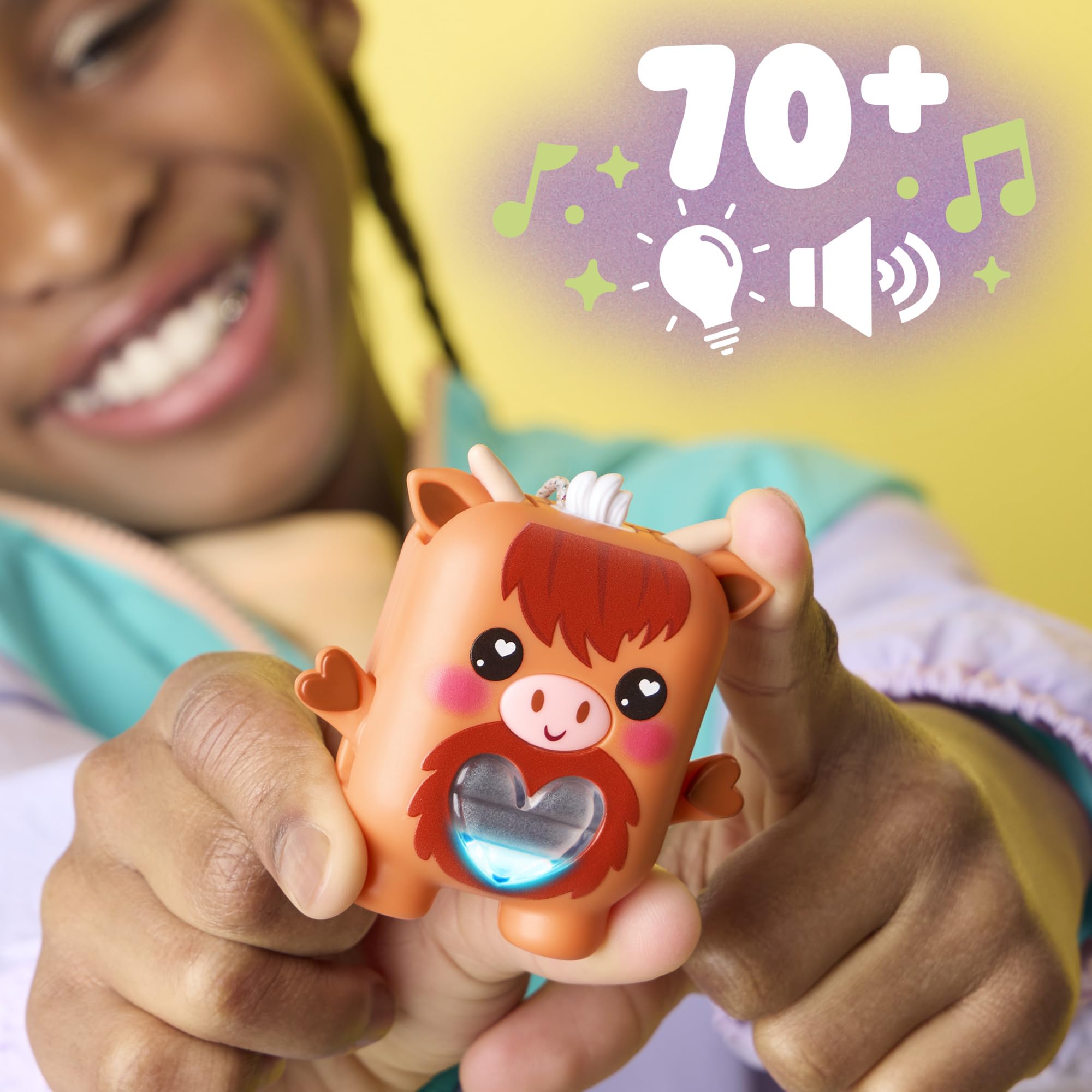 Hasbro Nano-Mals Cowbert the Highland Cow Electronic Fidget Pet, Brown, 6.9 cm - Image 4