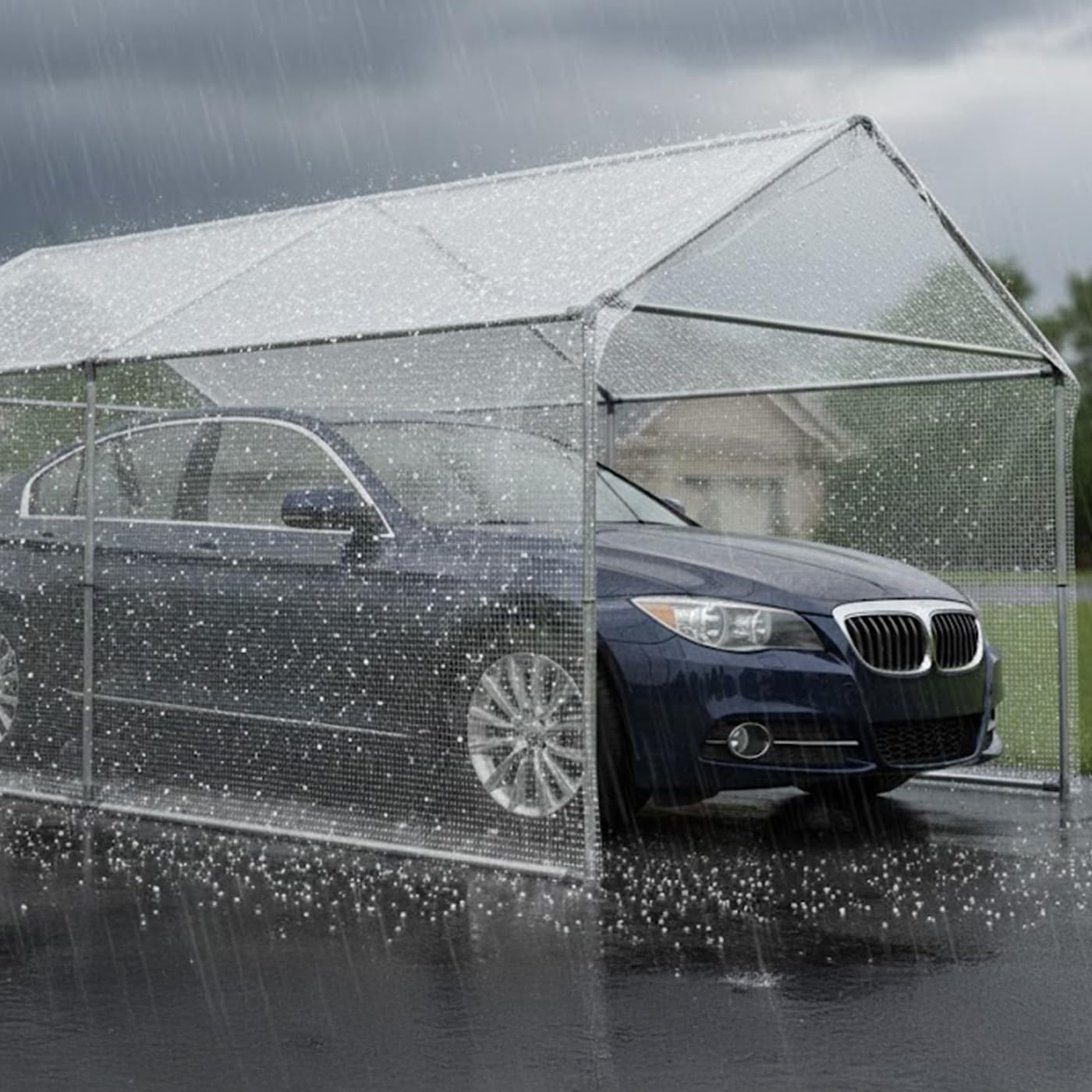 ANRO Gitterfolie 510 g/m² 3x2,5m – Abdeckplane wasserdicht & UV-beständig | Gewächshausfolie transparent, reißfest 1000D | Hochbeet, Gartenmöbel, Brennholz