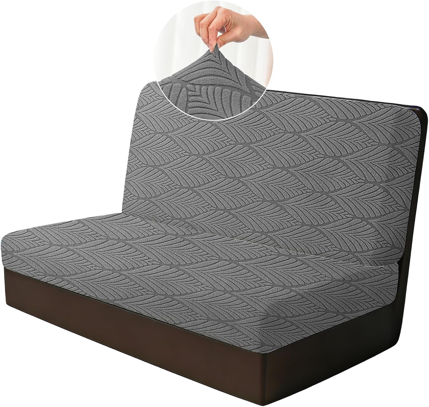 RV Dinette Cushion Covers, Leaf RV Couch Cover, Camper Cushion Covers, Camper-rv Sofa Cover for Couch, Bench Seat & Dinette Booth Cushions(2PCS,Dark Grey,[39.4" to 49.2"]×[19.7" to 25.6"])