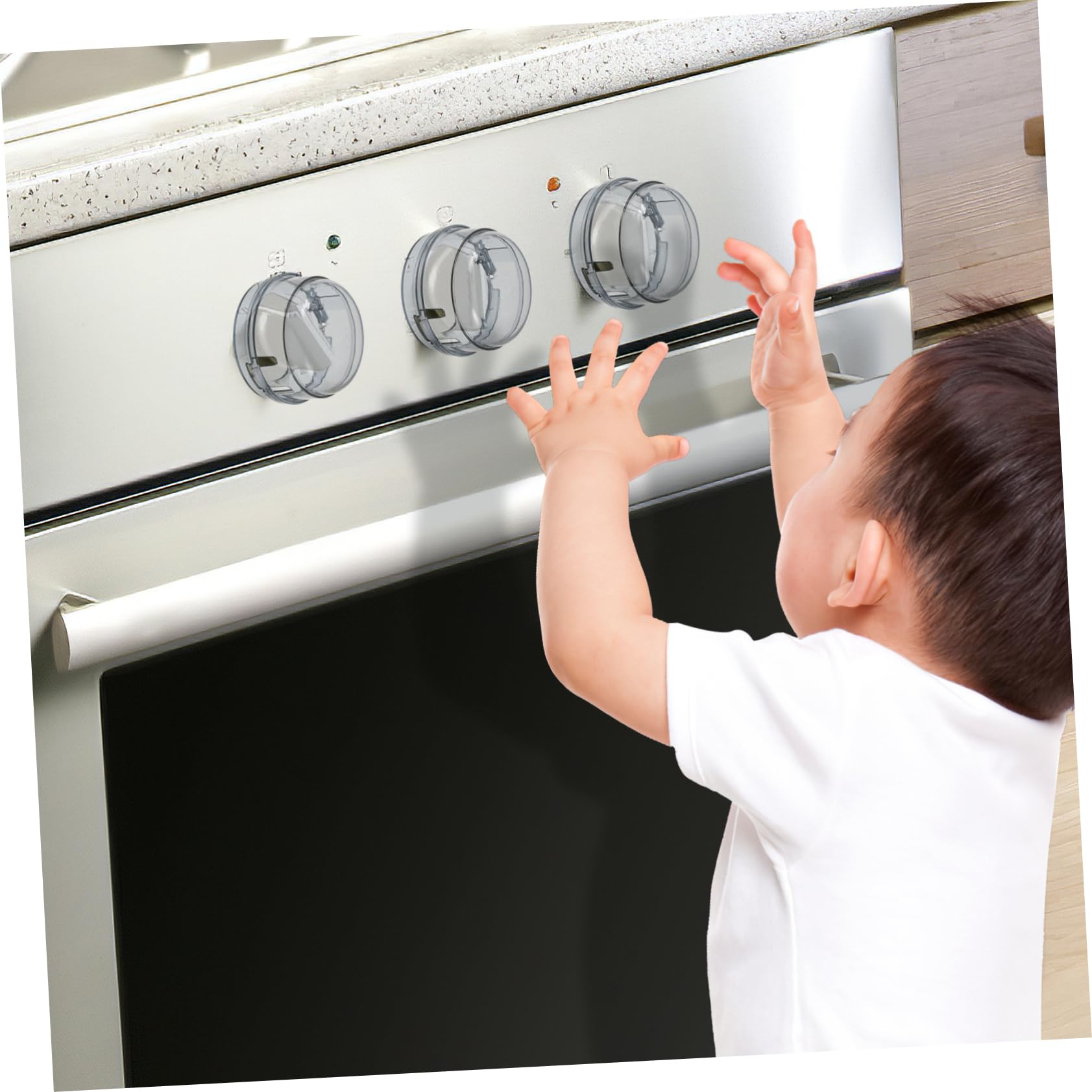 RORPOIR Oven Cover 4 Pack Stove Knob Covers Hard to Open Design for Boys and Girls Safety