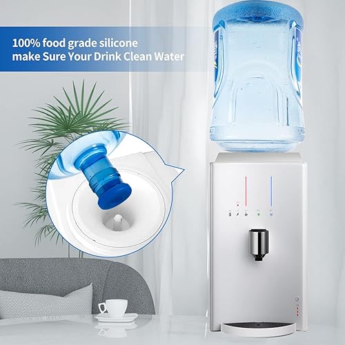 Miniatura 3 de Tapas reutilizables para jarra de agua de 5 galones, tapas para botellas de agua de 2.165 in, tapas de repuesto de silicona antisalpicaduras,