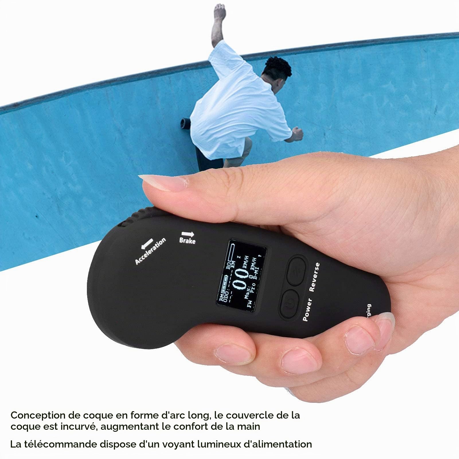 Ejoyous Télécommande de Planche à roulettes, Télécommande sans Fil pour Skateboard électrique sans Fil avec Rappel de Vibration à Affichage LED et Freinage à Vitesse Réglable