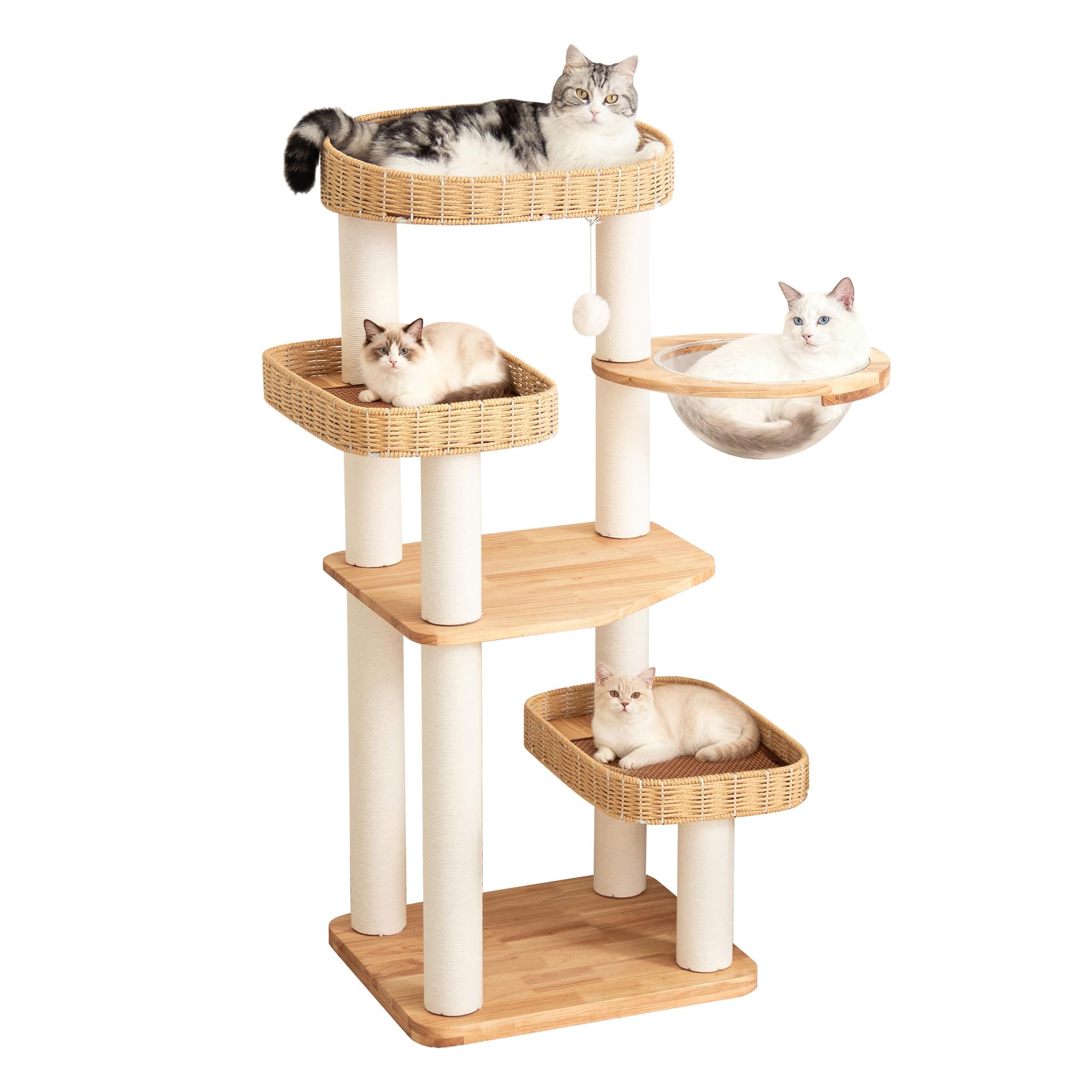 Amazon | PETTIFUL キャットタワー 木製 【天然木使用】 大型 据え置き