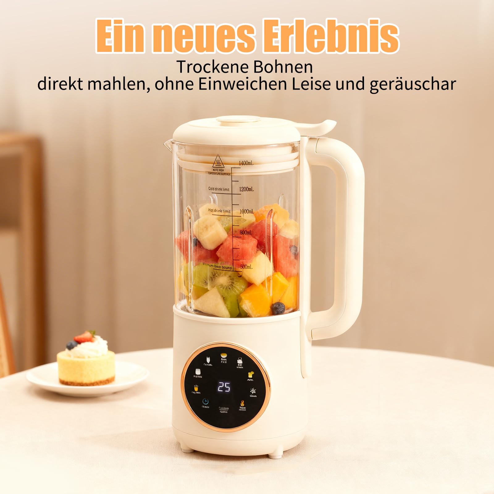 Macchina da 1400 ml, per latte di noci, con display touch a LED, per latte di mandorle, latte di soia