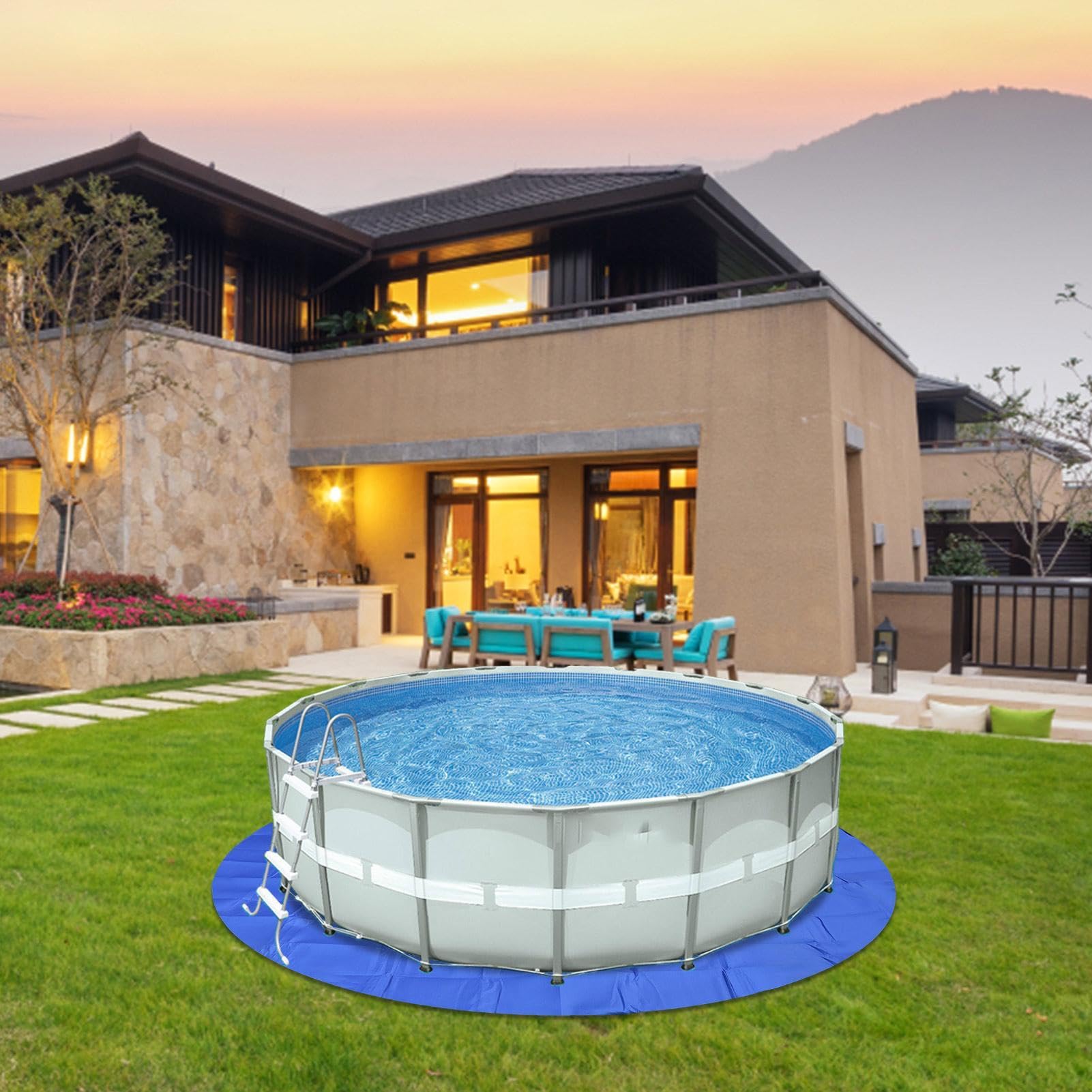 Telone Di Protezione Sotto Piscina Rotondo Impermeabile Resistente Al Sole | Tappetino Sottofondo Per Piscina Per Esterno Auto Camion Merci Vasca Idromassaggio Centro Fitness Palestra G