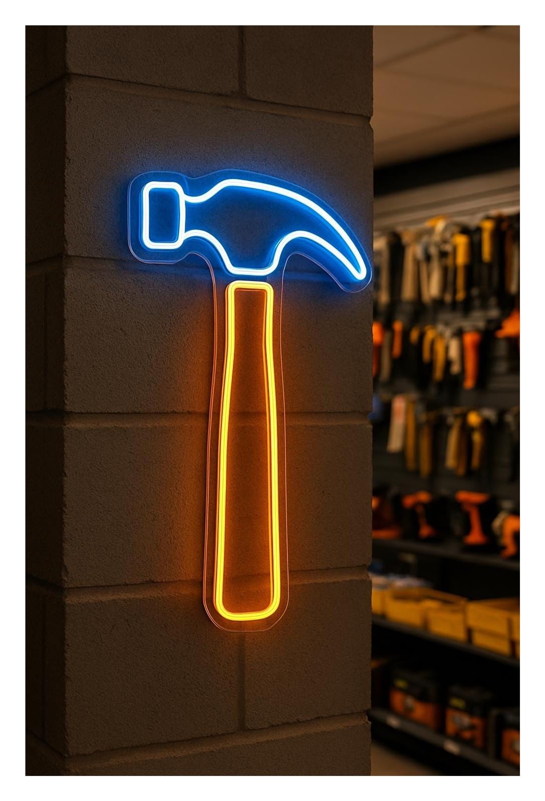 RONGCH Hanging Art Signs Tool Store Neon Sign Hammer Decor for Auto Repair Shop Shop Gameroom Bedroom Party Bar Livingroom 48cm(C)
